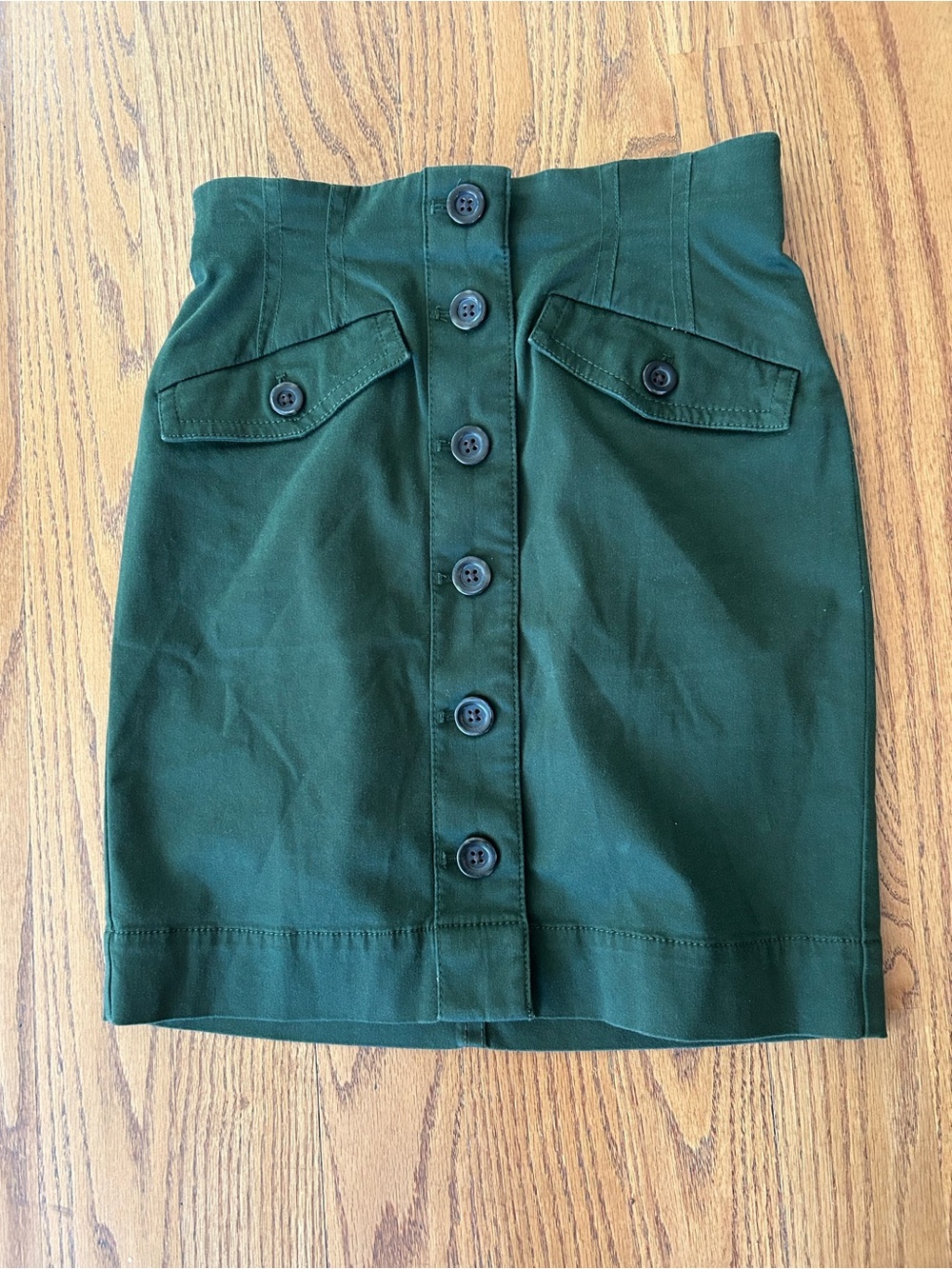 NEW Ann Taylor Weekend  Pencil Utility Skirt button front green sz 2
